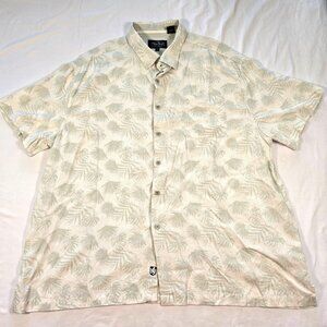 Nat Nast XXL Palm‎ Leaf Print Button-Up Silk Cotton Short Sleeve Casual Luxury